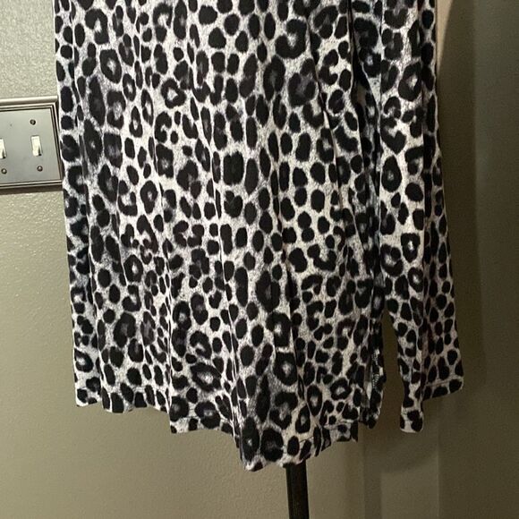 Mario Serrani Italy Grey Black Leopard Slinky Jersey Blouse - Picture 3 of 9